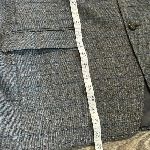 Ralph Lauren 48R Gray Plaid Blue Blazer Suit Jacket Sport Coat Two Button Wool - Picture 6 of 16